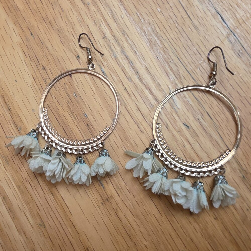 Claire's Gypsy Floral Bohemian Hoop Dangle Earrings